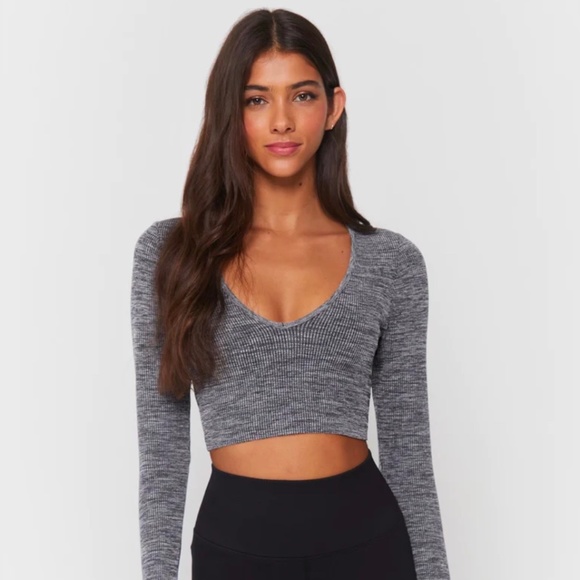 Spiritual Gangster Tops - Spiritual Gangster Metta Seamless Long Sleeve, Size M/L, in Grey